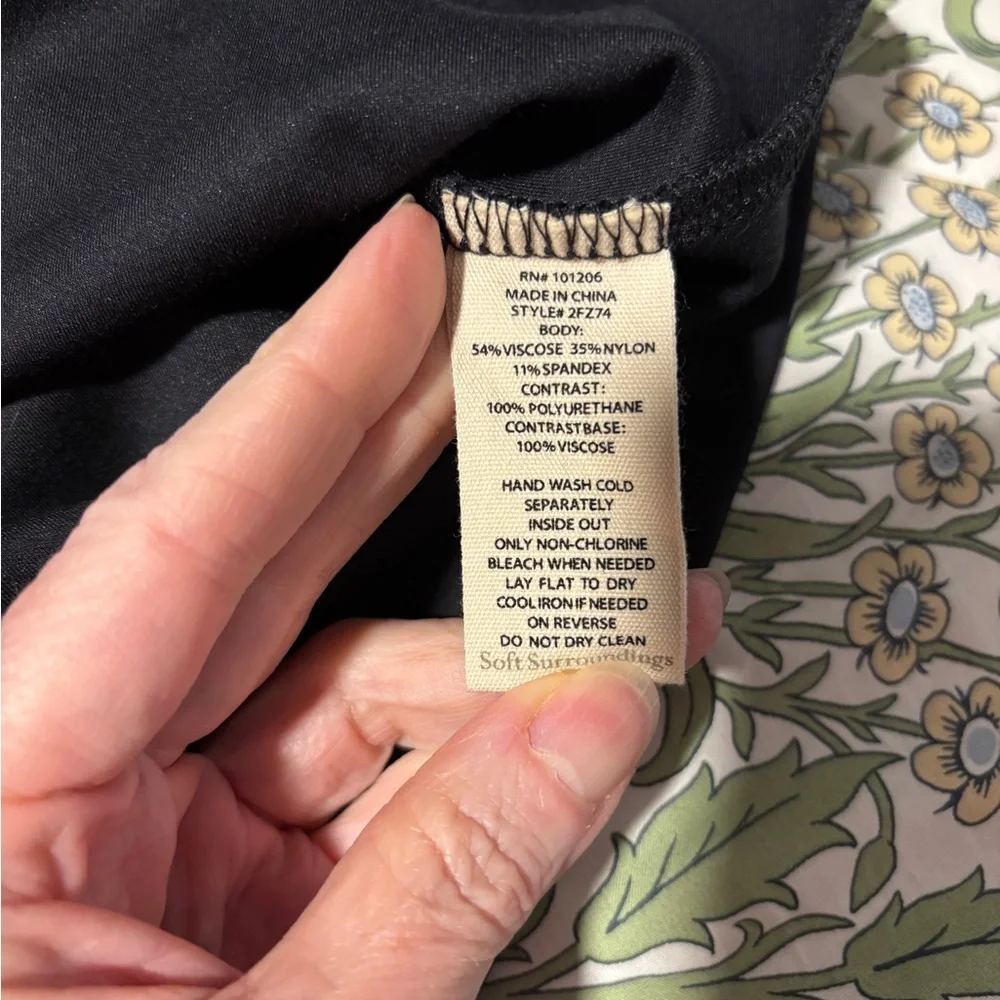 Soft Surroundings Black Mattea Faux Leather Cuff Tunic Shirt - Picture 11 of 12